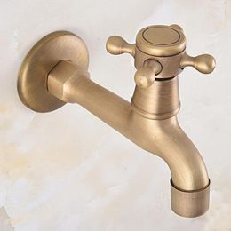 Bathroom Sink Faucets Antique Brass Single Hole Wall Mount Basin Kitchen Faucet Cold Outrood Garden Bibcock Mop Pool Taps 2av315