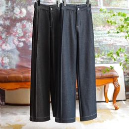 Women's Pants Fashionable Colourful Bright Silk Wide-leg Jeans Classic Casual High-waisted Straight Formal Occasions Clothing