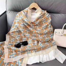 30% OFF scarf Silk Scarf Women's New Summer Versatile Letter Cotton Hemp High Appearance Shawl Korean Fashion Thin Warm Neck