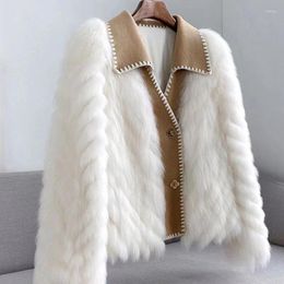 Women's Fur High-end Hepburn Style Short Coat For Winter 2024 Mink Ladies Jackets Car Strip Jacket