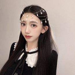 Hair Clips Multi Layer Chain Pearl Tassel Clip Hairpin Chinese Style Retro Accessories For Hanfu Tiara Forehead Ornaments