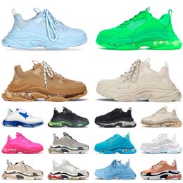 Triple S Sneakers Männer Frauen Top -Qualität Designerschuhe Luxus schwarzweiß beige blau blau gebildete rot rosa herkenner trainer klare alleinplattform tennis alte casos schuhschuh