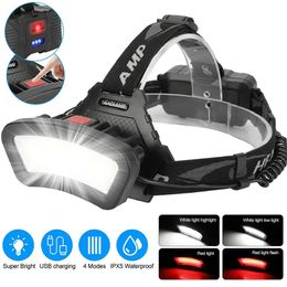 Super Bright USB Rechargeable Headlamp for Outdoor Activities - Waterproof and Ideal for Hiking, Hunting, and Night Fishing