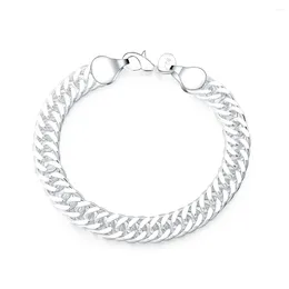 Link Bracelets 925 Sterling Silver Chain 20Cm 10Mm Full Side Bracelet For Women Man Fashion Wedding Engagement Jewelry