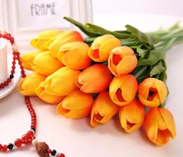 50pcs látex tulipas artificiais buquê de flores de punho artificial