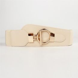 Belts Gold Buckle Belt For Women Fashion Wide Elastic Girdle Black Beige Colour Dress And Coat Gift Cummerbunds312p