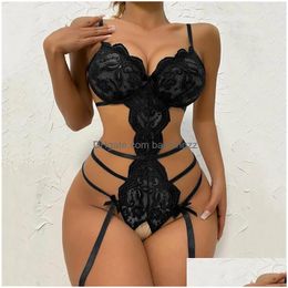 Bras Sets Porn Sexy Open Crotch Bandage Bodysuit Lingerie Women Babydoll Dress Role Play Teddies Cosplay Costumes Erotic Garter Drop Dhjix