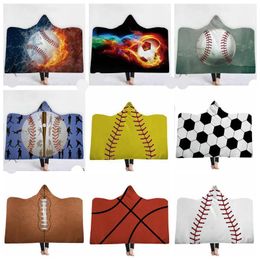 Swaddling Rugby Hooded Blankets Softball Sherpa Cloak Baseball Football Blanket 3D Print Cape Fleece Beach Shawls Bath Towels Robes Swaddlin