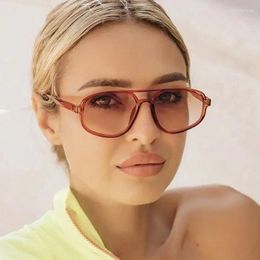 Sunglasses Square Vintage Women Brand Designer Personality Sun Glasses Female Fashion Double Bridge Mirror