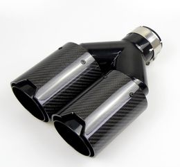 Dual Carbon Fiber Exhaust pipe Black Stainless Steel Universal End Muffler for BMW4507836