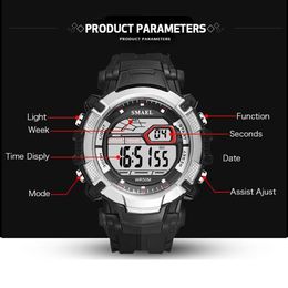 SMAEL Mens Led Watches Digital Clock Alarm Waterproof Led Sport Male Clock Wristwatches 1620 Top Brand Luxury Sports Watches Men327O