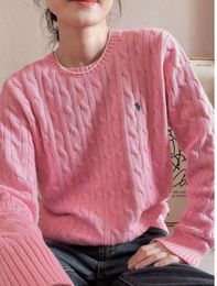 Women's Knits Tees Winter New Long Sleeve Vintage Twist Knitted Sweater Women Pink Grey Black Baggy Knitwear Pullover Jumper Female Clothing G346