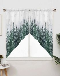 Curtain Christmas Pine Tree Short Living Room Kitchen Door Partition Home Decor Resturant Entrance Drapes