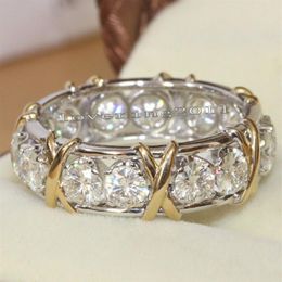 Eternity Jewellery Stone 5A Zircon stone 10KT White&Yellow Gold Filled Women Engagement Wedding Band Ring Sz 5-11270V
