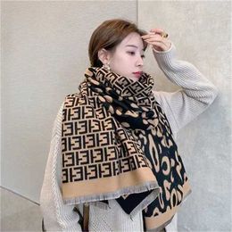 28% OFF scarf Scarf Neck Winter Letter with Leopard Pattern Cashmere Double Sided Thermal Versatile Thickened Couple Shawl