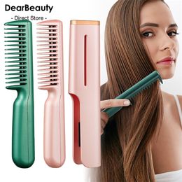 Portable Comb Straightening and Curling Dual-use Hair Straightener Mini Hairdressing Comb Hair Fluffy Hair Repair Beard Combing 231227