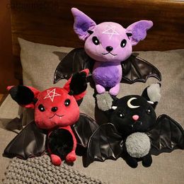 Stuffed Plush Animals Dark Series Vampire Plush Bat Toy Pentacle Moon Bat Doll Stuffed Gothic Rock Style Bag Halloween Plush Kids Toy Home DecorL231228