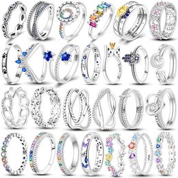 925 Sterling Silver Rings Sparking Colourful Zirconium Ring Popular LOVE Wedding Rings For Women Engagement Jewellery Anniversary