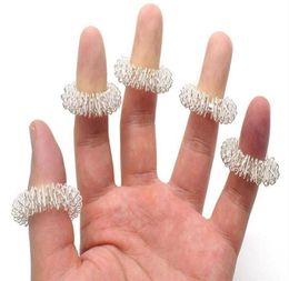 50pcsSilver Massage Acupuncture Finger Rings Health Care Acupressure Hand Massager Pain Relief Stress Relief Help Sleep Tools237B5324330