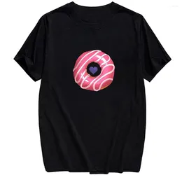 Men's T Shirts HX Donuts Printed T-shirts 3D Sweet Food Short Sleeve Tops Cotton Black Tees Casual Men For Women Harajuku DIY