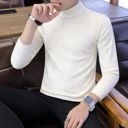 Men's Sweaters Comfortable Men High Collar Top Solid Colour Sweater Turtleneck Winter Warm Knitted Pullover Jumper For Autumn