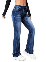 Fall Trousers High Waist Boot Cut Jeans For Women Fashion Stretch Denim Pants Casual Female Clothing S-2XL Drop 231228