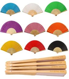 50Pcs Personalised Folding Paper Hand Fan Fold Vintage Paper Fans Wedding Party Favours Baby Shower Gift Wedding decoration fan22061565076