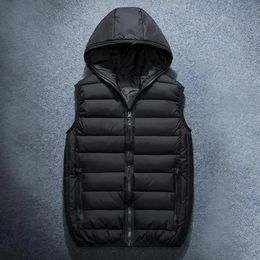 Unisex Waterproof Waistcoat Lightweight Hooded Winter Vest with Zipper for Men Streetwear 231228