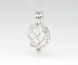 925 Silver ed Cage Locket Sterling Silver Pearl Crystal Gem Bead Cage Pendant Mounting for DIY Fashion Jewellery Charms3773390