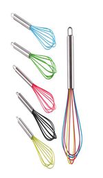 10 Inch Egg Beater Whisk Stirrer Tool Color Silicone Stainless Steel Handle Eggs Mixer Household Baking3848740