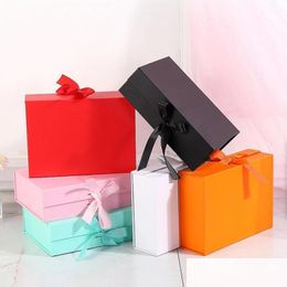 Gift Wrap 6 Colours Foldable Hard Gift Box With Ribbon Magnetic Closure Lid Favour Boxes Childrens Shoes Storage Lx4540 Drop Delivery Ho Dhfxe
