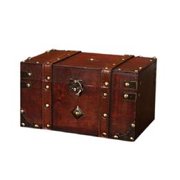 Retro Treasure Chest Vintage Wooden Storage Box Antique Style Jewelry Organizer for Jewelry Box Trinket2217