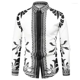 Men's Casual Shirts Western Totem Tribe Lapel Long -sleeved Shirt Soft Material 2023 Style Outdoor Top