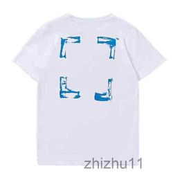 Men's T-shirts High Quality Tide Br Style Front Rear Cracks H-painted Graffiti Arrows and Women's Cotton T-shirt Short Sleeves YIWM R6SI