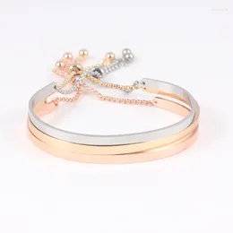 Charm Bracelets Stainless Steel Plain Bangles Unisex Adjustable Fashion Jewellery Accessories Mirror Bracelet Valentine's Day