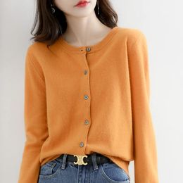 Off Season Clearance Knitted Cardigan Women s Fine Lmitation Wool Spring And Autumn Short Round Neck Sweater Loose Coat 021 231228