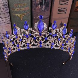 KMVEXO Red Black Crystal Tiara Bridal Crown for Wedding Bride Gold Rhinestone Crowns Headband Jewellery Hair Accessories Y200727242u