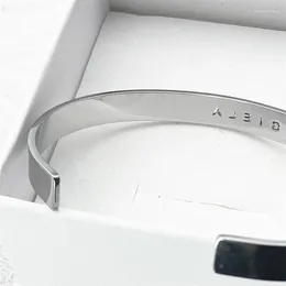 Bangle Minimalist Hollow Font Men's Bracelet MMSIX Simple Titanium Steel Open Italian Brand Neutral Jewellery Accessories