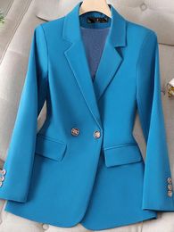 Women's Suits Casual Blazer Coat For Women Long Sleeve Streetwear Korean Fashion Jacket Slim Double Breasted 2024 Spring Summer Coats