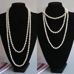 2024 Fashion Women Jewellery Pearl Bead Necklace Long Sweater Chain For Dress Accessories Gift Girl Mother 231227