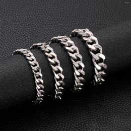 Link Bracelets Domineering Fashion Simple Polished Edging Cuban Chain 12mm Width Men's Stainless Steel Bracelet Jewellery Accessories