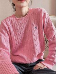 Women's Knits Tees Winter New Long Sleeve Vintage Twist Knitted Sweater Women Pink Grey Black Baggy Knitwear Pullover Jumper Female Clothing Fashion Brand Clothes77