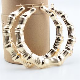 Whole- Hollow Hoop Earrings For Women Earring Trendy Jewelry 90MM Bamboo Hoop Earrings207u