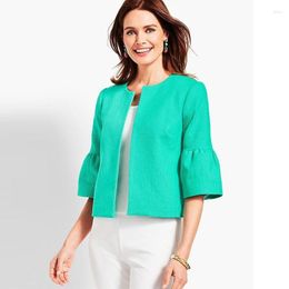 Women's Jackets Cotton Elastic Flared Half Sleeve Pocket European And American Style Cardigan Without Buckle