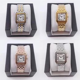 fashion Women designer luxury Watches Quartz Movement Silver Gold Dress Watch Lady mens Square Tank Stainless Steel Case Original 261F