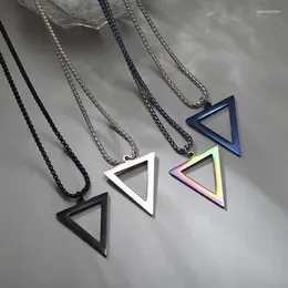 Pendant Necklaces Trendy Triangle Necklace For Men Women Vintage Punk Fashion Geometric Male Stainless Steel Box Chain