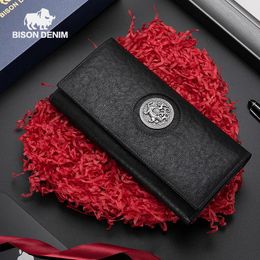 Briefcases Bison Denim Men's Wallet Long Leather 2021 New Fashion Brand Light Cowhide Handbag Large Capacity Wallet