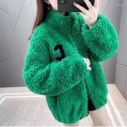 Women's Fur 2023 Coat For Women In Winter Plush And Thick Standing Collar Warmth Zippered Fleece Jacket Lamb Wool