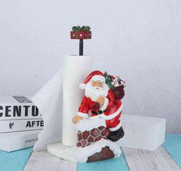 Decorative Objects Figurines JIEME Creative Snowman Santa Claus Paper Towel Rack Christmas Gifts Home Living Room Desktop Decorati6287514
