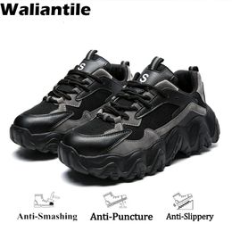 Waliantile Stylish Safety Shoes For Men Women Steel Toe Antismash Industrial Work Boots Puncture Proof Indestructible Sneakers 231225